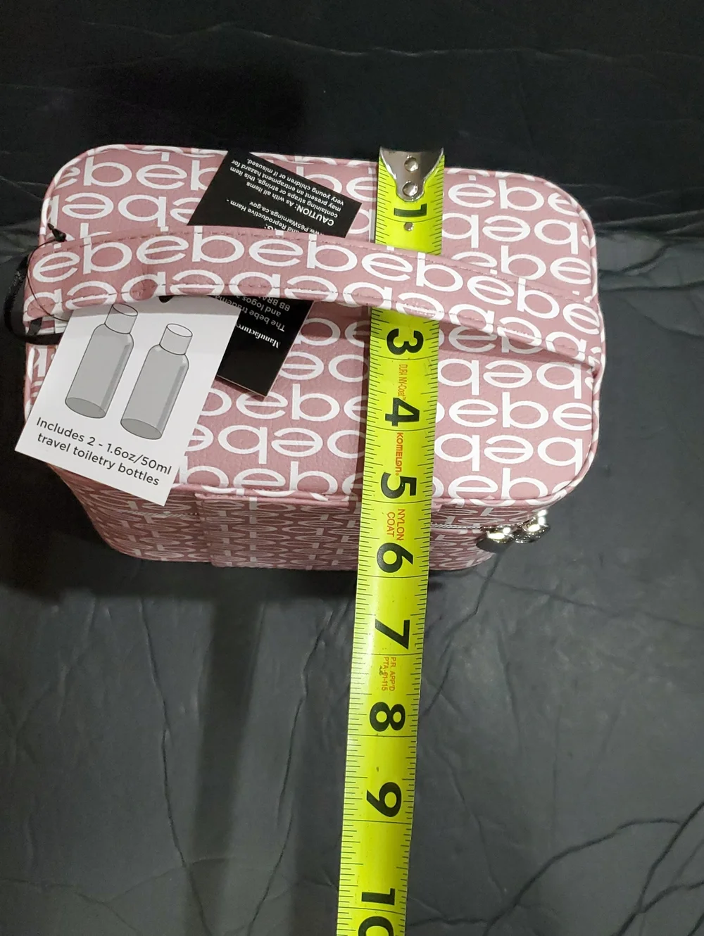 Bebe blush monogram small cosmetics hard train case with 2 toiletry bottles
